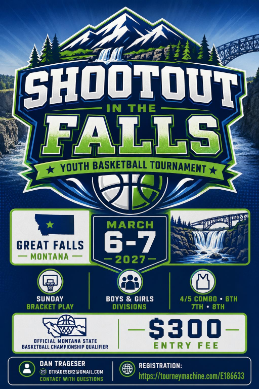 Shootout in the Falls 2027 youth basketball tournament flyer